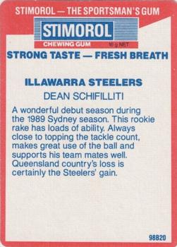 1990 Stimorol NRL #72 Dean Schifilliti Back